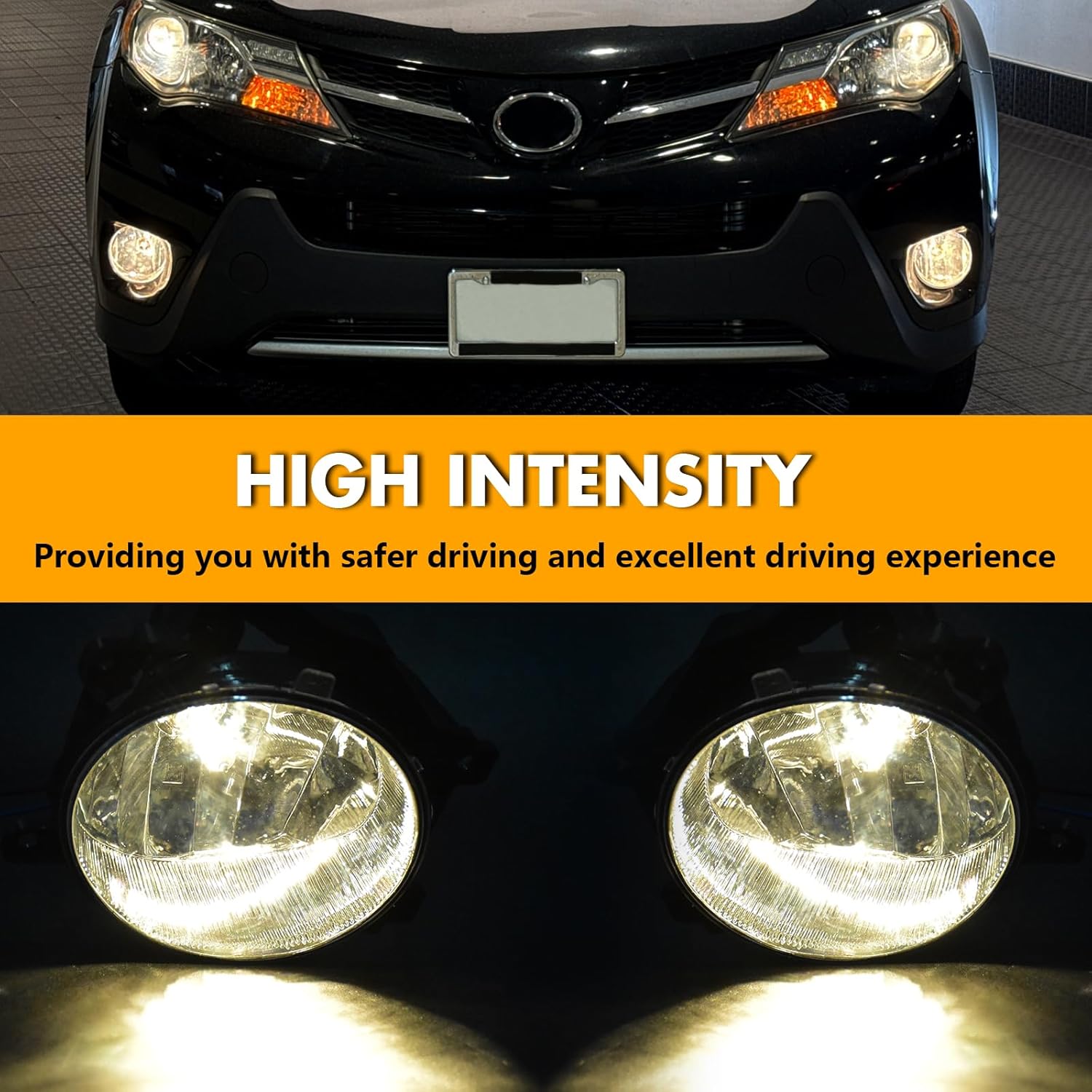 OKSIWA Halogen Fog Lights For 2013 2014 2015 Toyota RAV4, Front Bumper Fog Lamps Replacement with Wiring Harness,Easy to Install