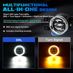 OKSIWA Laser Fog Lights with DRL Fit for Toyota 07-13 Camry,09-13 Corolla,10-11 Prius,06-12 RAV4,08-10 Highlander,12-16 Tacoma Upgrade and Modified 1 Pair Fog Lights Assembly, Front Bumper Driving Fog Lamps-2