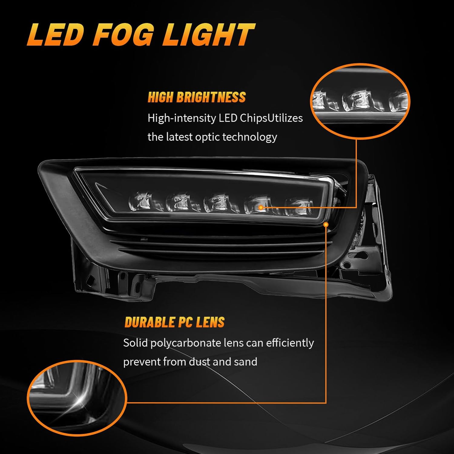 OKSIWA LED Fog Light for 2013-2015 Honda Accord Sedan, Front Bumper Driving Light Kit, Fog Lamp Assembly Replacement with Wiring Harness, Switch,Plug and Play