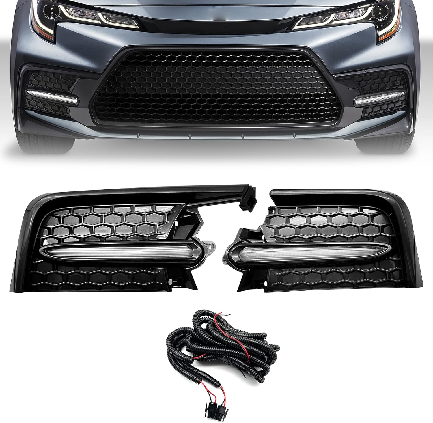 OKSIWA LED Fog Lights Compatible With 2020 2021 2022 Toyota Corolla SE XSE, A pair of Front Bumper Driving Fog Lamps With Harnesses and Bezel- Clear Lens