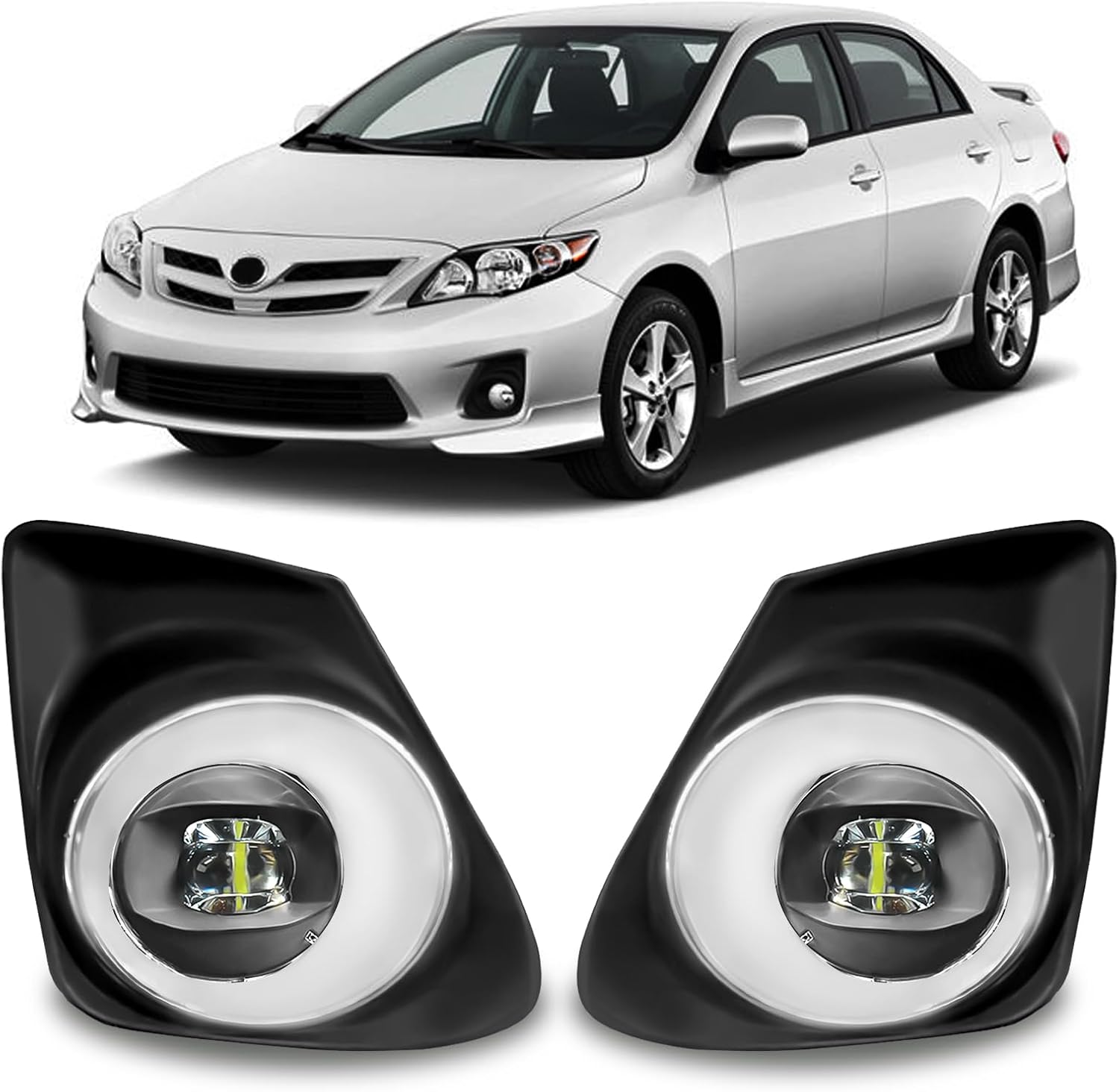 OKSIWA LED Fog Lights Assembly Compatible with Toyota Corolla 2011 2012 2013, Bumper Driving Fog lamp, DOT Certified - 1 Pair