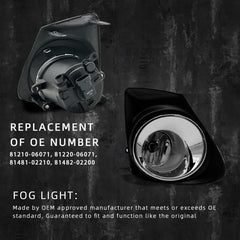 OKSIWA Fog Lights Fit For Corolla 2011 2012 2013 Fog Lamps Assembly 2PCS With Chrome Bezels Switch and Wiring Kit-6