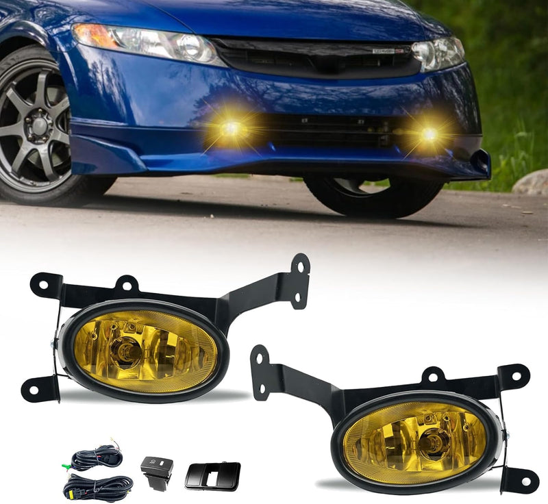 OKSIWA Fog Lights Compatible with 2DR Honda Civic Coupe 2006-2008 Pair Bumper Driving Fog Lamps with H11 12V 55W Halogen Bulb (Amber Lens)-1