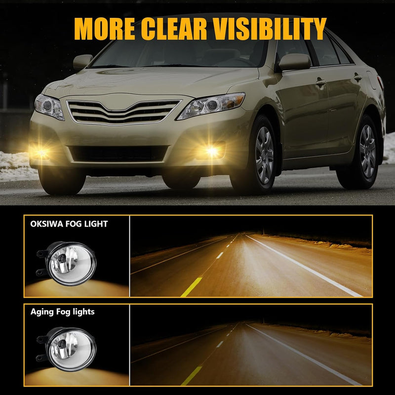 OKSIWA Halogen Fog Lights-for 2010 2011 Toyota Camry,Fog Lamps Assembly Replacement,Include Switch, Wiring Harness,Plug and Play-4