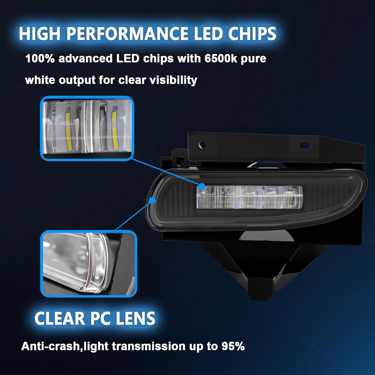 OKSIWA Fog Lights Assembly Compatible with 1999-2004 Ford Mustang, Bumper Driving Fog lamp Assembly Replacement (LED Fog Lights)