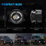 OKSIWA 4-Inch LED Fog Lights with DRL & Turn Signals - Compatible with 2019 2020 2021 2022 Jeep Wrangler JL & JT - Complete Jeep Wrangler Fog Lamp Replacement Kit (1 Pair)