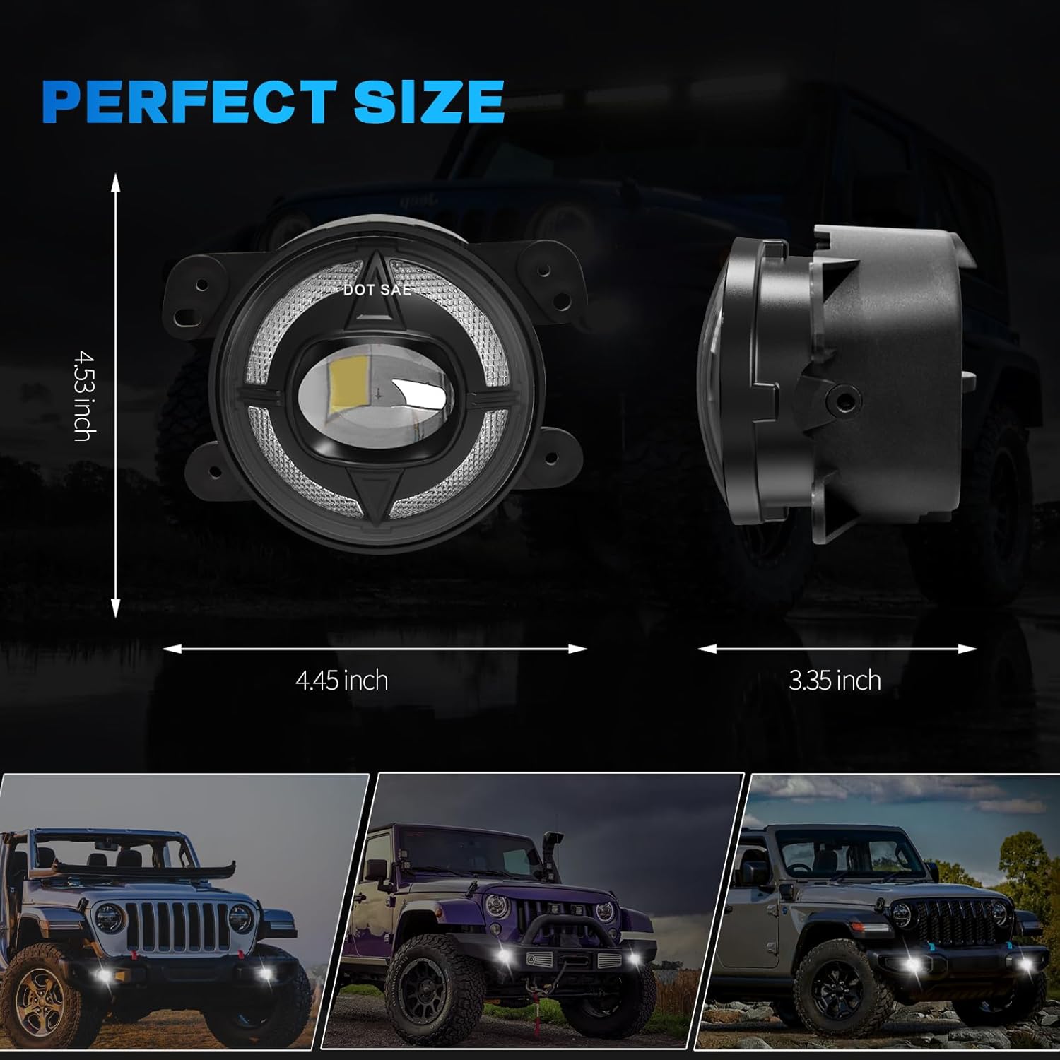 OKSIWA 4-Inch LED Fog Lights with Integrated DRL & Turn Signals - Perfect Fit for 2007-2018 Jeep Wrangler JK - Complete Jeep Wrangler Fog Lamp Replacement Kit (1 Pair)