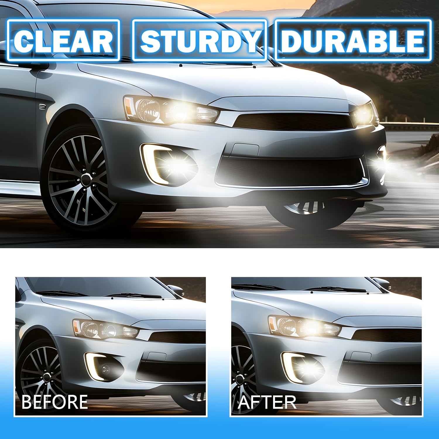 OKSIWA Fog Lights Compatible with 2016 2017 Mitsubishi Lancer 1 Pair Front Bumper Driving Fog Lamps- Clear Lens-3