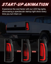 OKSIWA Sequential LED Tail Lights for 1988-1998 Chevy GMC C/K, Silverado, Sierra, 1992-1999 Suburban Yukon, 95-99 Tahoe, Pickup Truck Rear Lights with Start-Up Animation, Dynamic Turn Signals