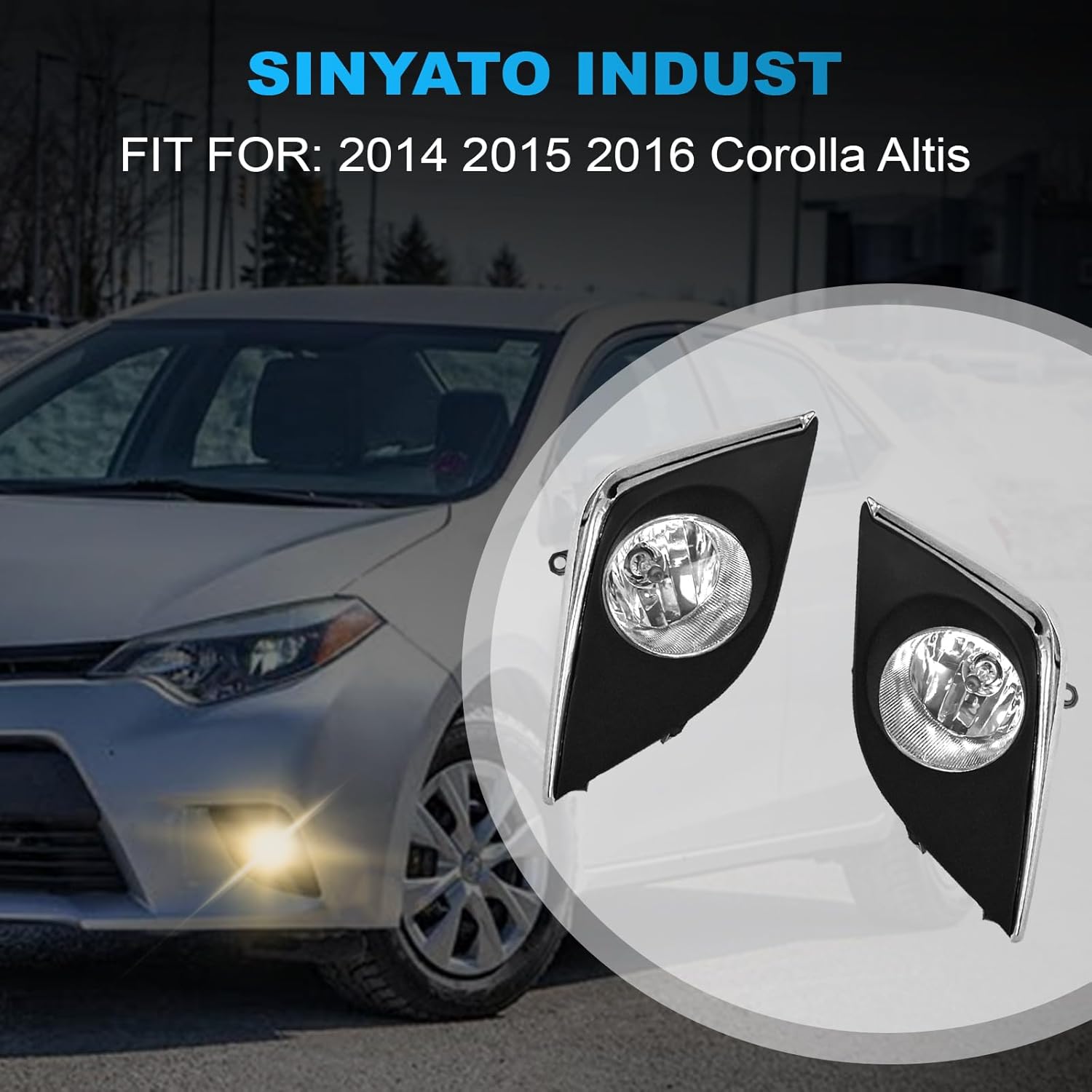 OKSIWA Fog Lights Assembly Compatible with 2014 2015 2016 Corolla/Altis CE ECO L LE, Bumper Driving Fog lamp Assembly Replacement (Halogen Fog Lights)