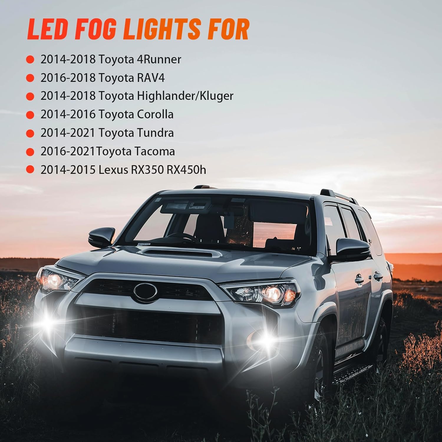 OKSIWA Led Fog Lights Fit for 16-21 Toyota Tacoma,for 14-21 Tundra,for 14-16 Corolla,for 14-18 Highlander/Kluger/4Runner,for 16-18 RAV4,Fit for 14-15 Lexus RX350 RX450h,Upgrade and Modified Led Fog Lamps