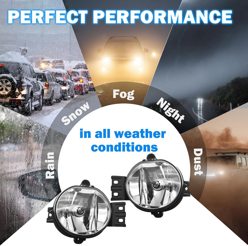 OKSIWA Fog Lights Compatible With 2002-2009 Ram 1500 2500 3500/2004-2006 Durango Pickup Truck 2002-2008 Ram Front Bumper Driving Fog Lamp 1 Pair of Fog Lights Clear Lens-7