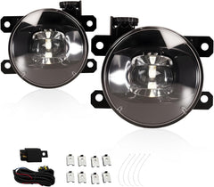 OKSIWA LED Fog Lights Assembly Compatible With 2005-2014 Xterra/2010-2017 Frontier Front Bumper Lamps With Switch Harness and Wiring Kit Clear Lens 1 Pair-8