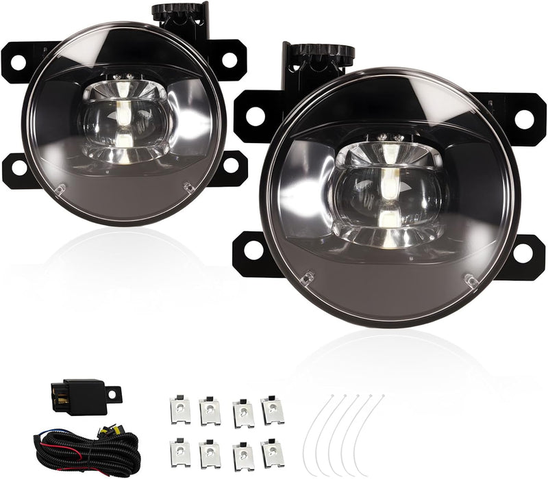 OKSIWA LED Fog Lights Assembly Compatible With 2005-2014 Xterra/2010-2017 Frontier Front Bumper Lamps With Switch Harness and Wiring Kit Clear Lens 1 Pair-8