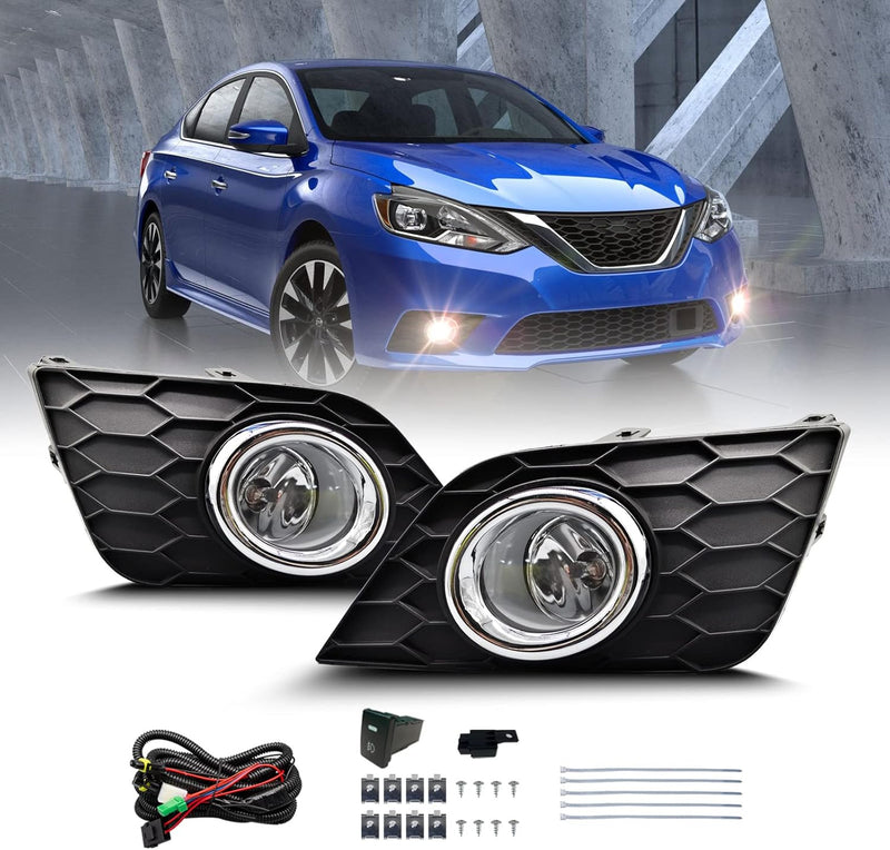 OKSIWA Fog Lights Assembly Compatible with 2016 2017 2018 2019 Sentra Replacement H11 12V 55W Halogen Bulbs-1
