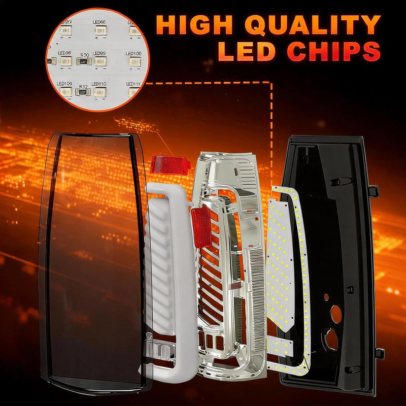 Animated Sequential Smoked LED Tail Lights for 1988-1998 Chevy GMC C/K Sierra, 92-99 Suburban Yukon, 95-99 Tahoe,Blazer,Cadillac Escalade Plug & Play-5
