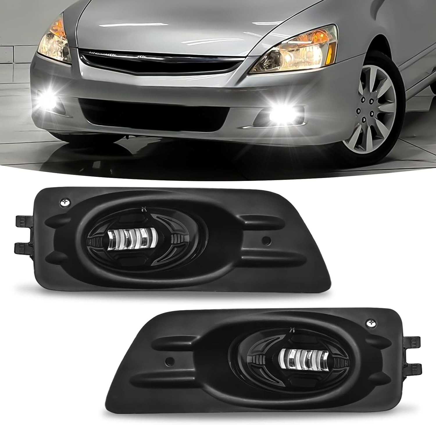 OKSIWA LED Fog Light for 2006-2007 Honda Accord Sedan,Front Bumer Fog Lamp Kit with Wiring Harness, Switch,Plug and Play,Fog Assembly Replacement