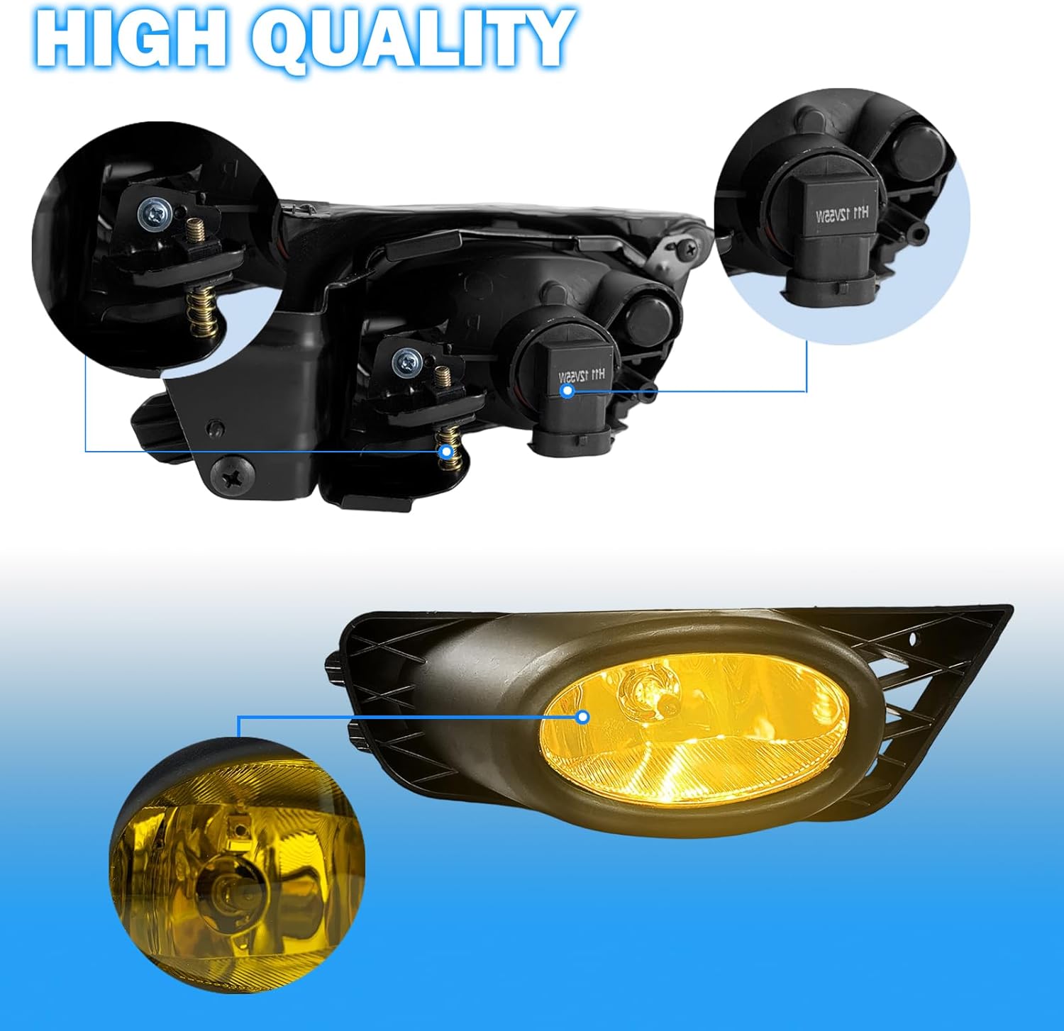 OKSIWA Fog Lights Compatible with 2009 2010 2011 Honda Civic Sedan, 1 Pair Front Bumper Driving Fog Lamps with Switch and Wiring Harness(Amber Lens)-5