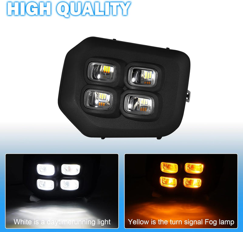 OKSIWA LED 4 eyes Fog Lights Assembly Kit for 2016 2017 2018 2019 2020 2021 2022 2023 Toyota Tacoma(Fits SR,SR5 Model Only), White DRL Fog Light Yellow Turn Signals for Tacoma-4