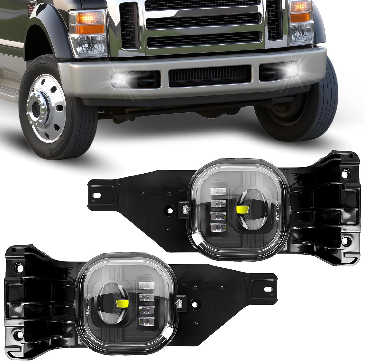 OKSIWA LED Fog Lights Assembly Compatible With 2005 2006 2007 Ford F250 F350 F450 F550 Super Duty,2005 Excursion Front Bumper Driving Fog Lamp Kits