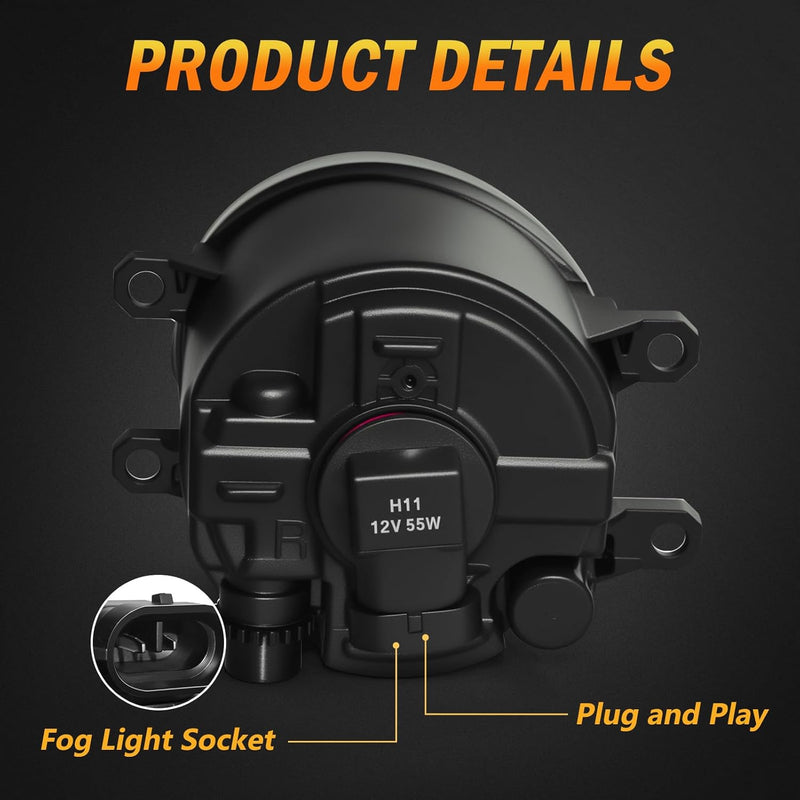 OKSIWA Halogen Fog Lights,Compatible with 2016-2023 Toyota Tacoma(Fits SR,SR5 Model Only), Front Bumper Driving Light, with Wiring Harness, Switch,Easy to Install (Black Bezels)-5
