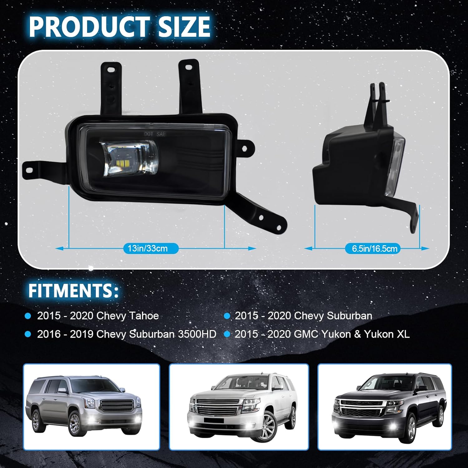 OKSIWA LED Fog Lights Assembly Fit for Chevy Tahoe, Suburban 2015-2020, Suburban 3500HD 2016-2019, GMC Yukon & Yukon XL 2015-2020, Front Driving Fog Lamps Kit, DOT Certified - 1 Pair