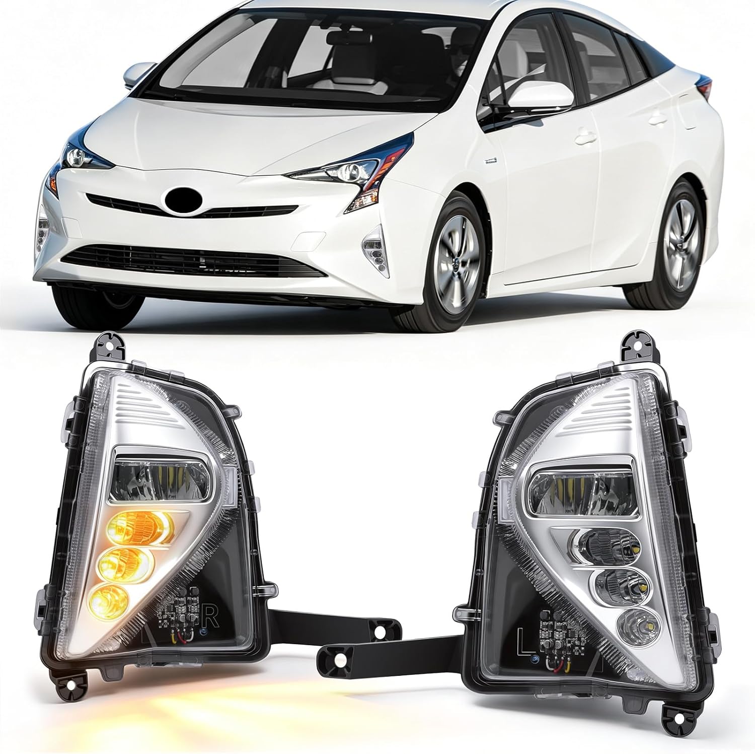 DOT Approved LED Fog Lights with DRL for 2016-2018 Toyota Prius Plug & Play Waterproof 1 Pair