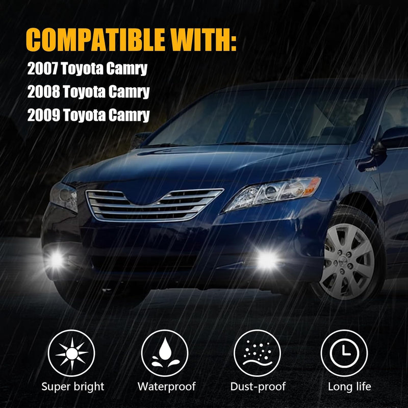 OKSIWA LED Fog Lights For 2007 2008 2009 Toyota Camry, Front Bumper Driving Light kit,Fog Lamps Assembly Replacement with Switch, Wiring Harness,Plug and Play-2