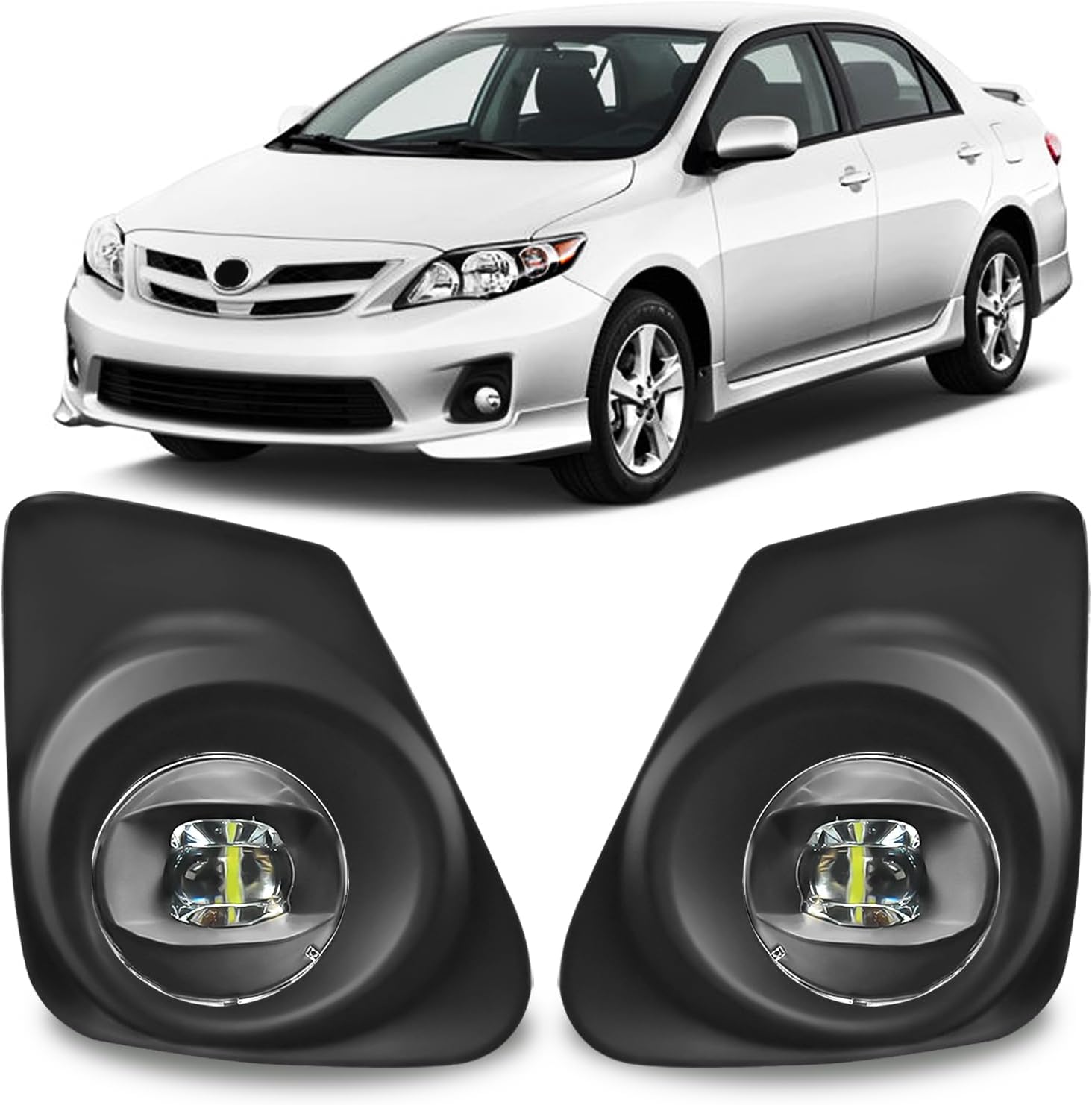 OKSIWA LED Fog Lights Assembly Compatible with Toyota Corolla 2011 2012 2013, Bumper Driving Fog lamp Replacement, DOT Certified - 1 pair