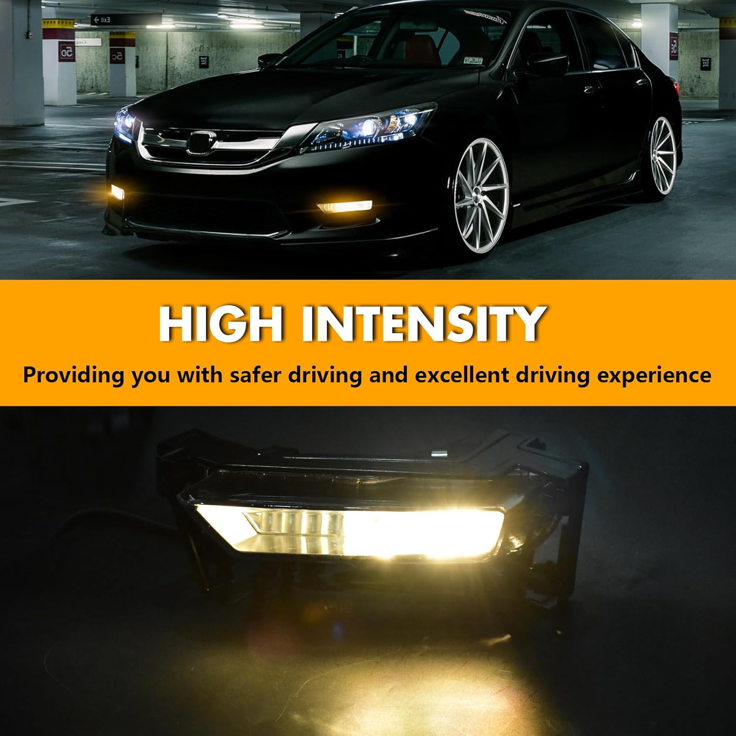 OKSIWA Halogen Fog Light for 2013-2015 Honda Accord Sedan 4 Door,1 Pair Upgrade Fog Lamps Assembly Replacement, Front Bumper Driving Light Kit