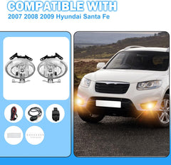 OKSIWA Fog Lights Compatible with 2007 2008 2009 Hyundai Santa Fe A Pair of Fog Light with Clear Lens Front Bumper Fog Lamps-5
