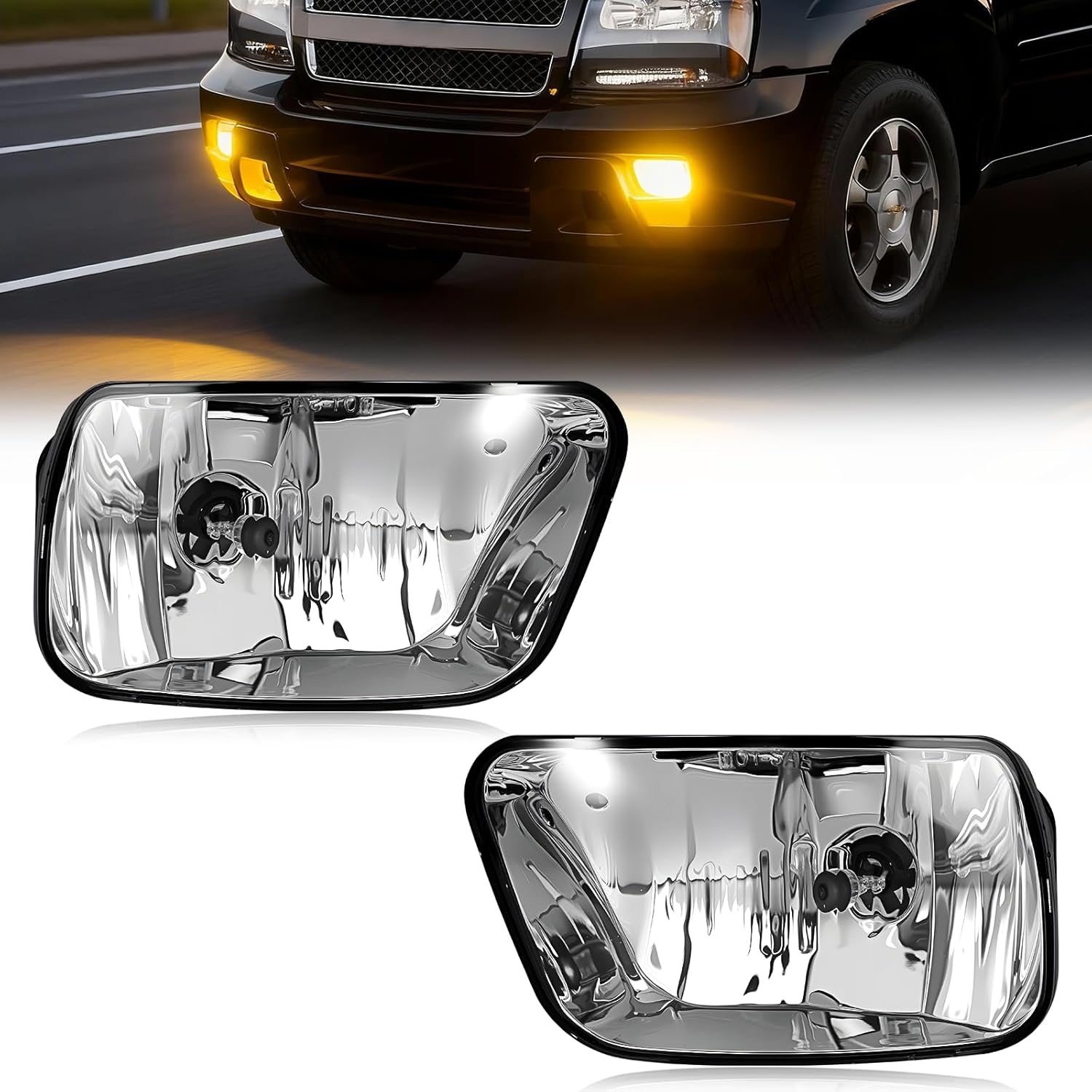 OKSIWA Fog Lights Assembly Compatible With 2002-2009 Trailblazer/2003-2008 Ascender Front Bumper Lights Driving Fog Lamps Left Driver and Right Passenger Side