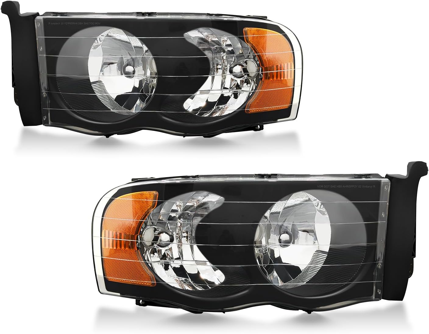 OKSIWA Headlights Assembly for 2002–2005 Dodge Ram 1500 2500 3500, OEM Style Replacement Headlamp Housing, Factory Fit,Plug & Play, No Bulbs Included,Black Trim-7