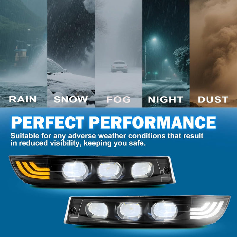 DOT Compliant LED Fog Lights with White DRL & Amber Turn Signal for 2000-2005 Chevy Impala  Plug & Play-7