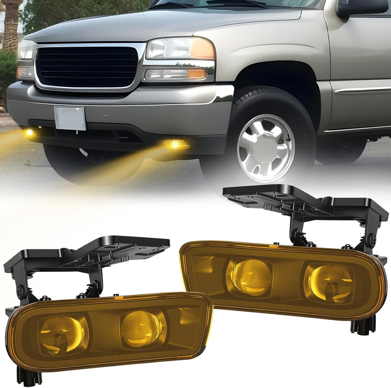 DOT Approved LED Fog Lights with Yellow Lens for 1999-2002 GMC Sierra & 2000-2006 GMC Yukon Plug & Play-1