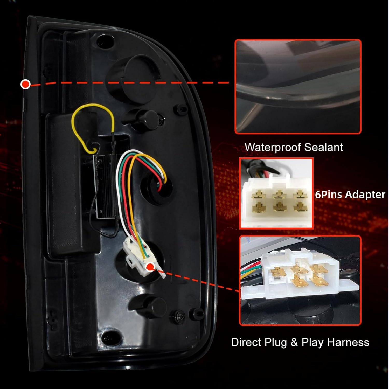 OKSIWA Sequential Full LED Tail Lights Compatible With 1995-2000 Toyota Tacoma,with Start-up Animation, Dynamic Turn Signal, Brake, Reverse Lights, Tail Lamp Rear Light Replacement