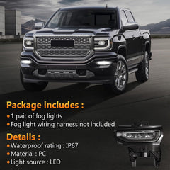 DOT Approved LED Fog Lights with Clear Lens for 2016-2018 GMC Sierra 1500 Plug & Play-2