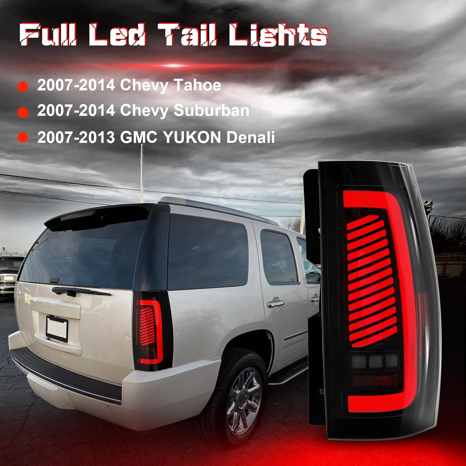 OKSIWA Sequential Full Led Tail Lights Fit for Chevy Tahoe/Suburban 2007-2014, Fit for GMC Yukon XL Denali 2007-2014 Starting Animated, Dynamic Turn Signal, Brake Light, Reverse Light Rear Light Assembly