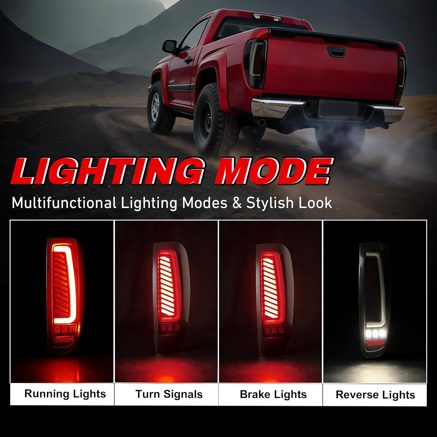 Animated Sequential LED Tail Lights for 2004-2012 Chevy Colorado & GMC Canyon, Isuzu i-280/i-350/i-290/i-370 Plug & Play