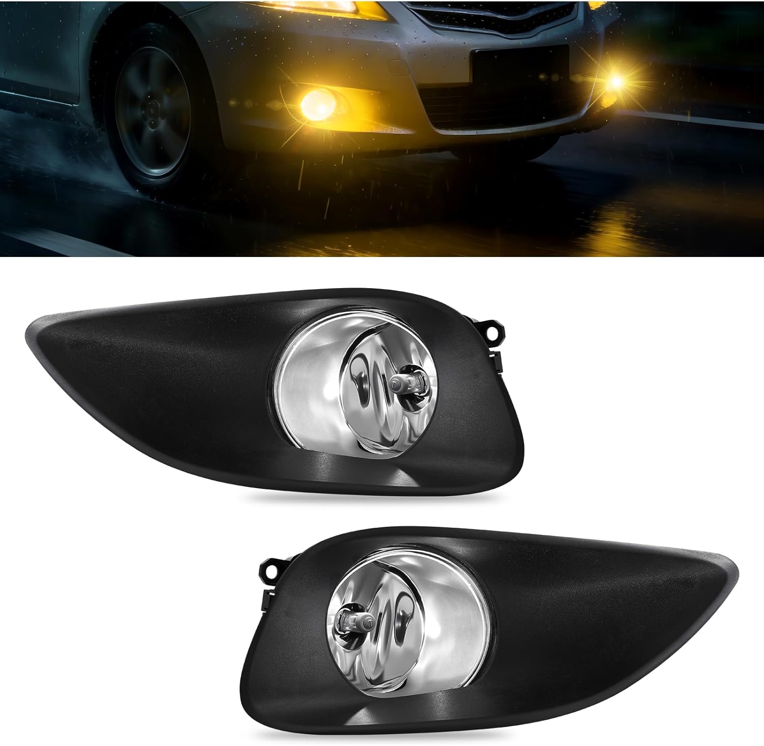 OKSIWA Fog Lights Fit for 2008-2011 Toyota Vios/Yaris Bumper Driving Fog Lamps Assemblies w/Switch and Wiring Harness-1
