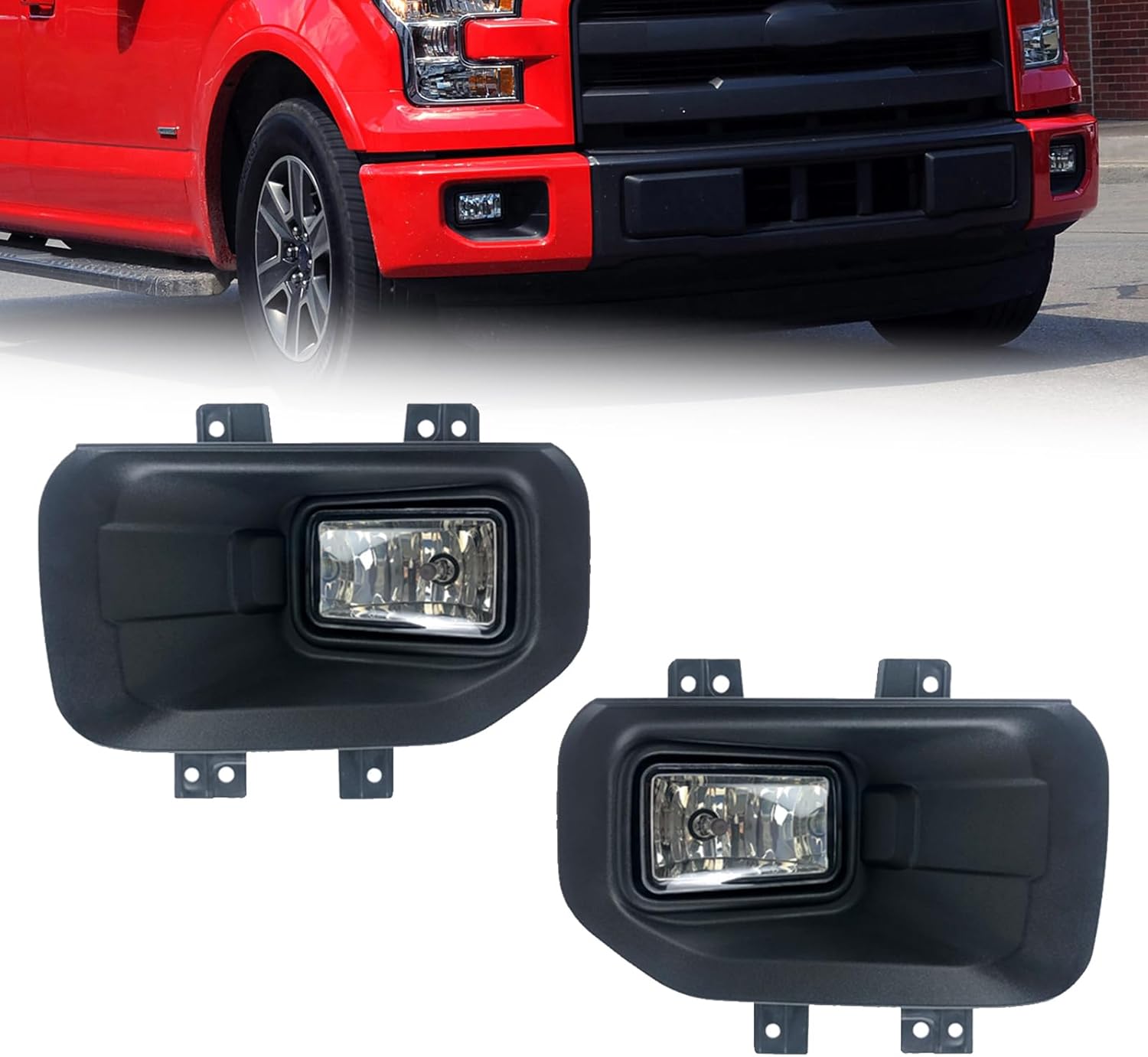 OKSIWA Fog Lights Assemblies Compatible With 2015 2016 2017 Ford F150 Front Bumper Fog Lights Clear Lens-1