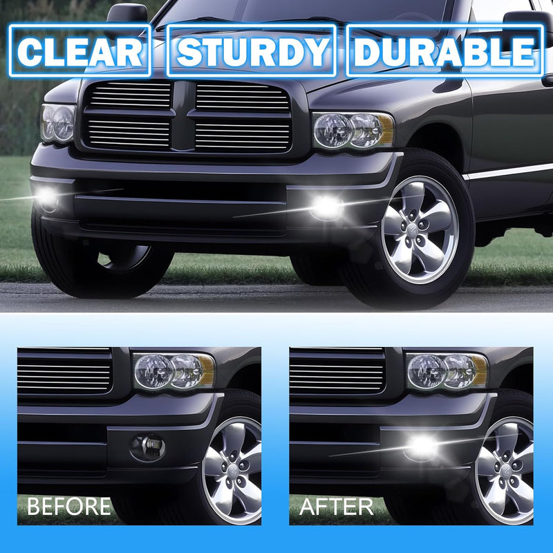 OKSIWA LED Fog Lights Compatible With 2002-2009 Ram 1500 2500 3500/2004-2006 Durango Pickup Truck 2002-2008 Ram Front Bumper Driving Fog Lamp 1 Pair of Fog Lights Clear Lens-6