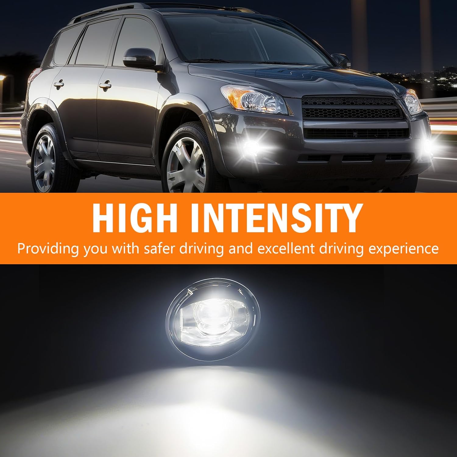 OKSIWA LED Fog Lights for 2009 2010 2011 2012 Toyota Rav4,1 Pair Front Driving Fog Lamps Kits with Wiring Harness Switch,Clear Lens