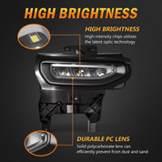 OKSIWA LED Fog Lights-For 2016 2017 2018 GMC Sierra 1500, Fog Light Assembly Replacement, IP67 Waterproof, Clear Lens,Exclude Fog Wiring Harness