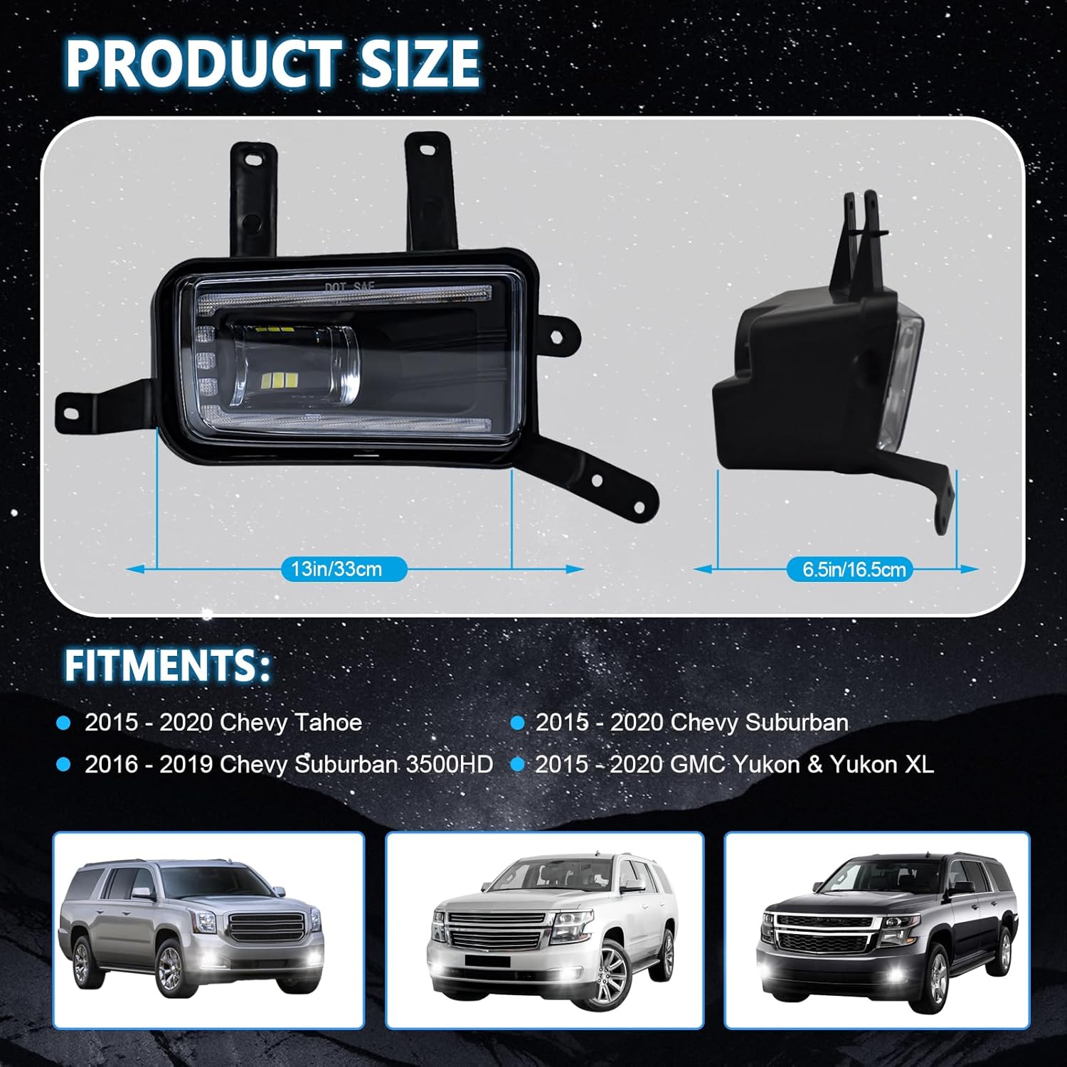 DOT Compliant LED Fog Lights with DRL & Sequential Turn Signal for 2015-2020 Chevy Tahoe Suburban,GMC Yukon Yukon XL Plug & Play-4