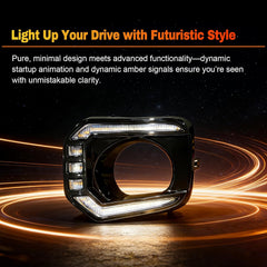 OKSIWA LED DRL Lights Assemblies for 2016–2023 Toyota Tacoma Limited/SR/SR5/Trail Edition, DRL with Dynamic Startup Animation & Flowing Amber Turn Signal, Front Bumper, 1 Pair（Smoked）-7