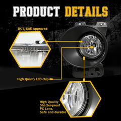 OKSIWA Front Driving Fog Lamps Assembly Fit for 2005 2006 2007 2008 Ford F150, 2006-2010 Lincoln Mark LT,DOT Certified - 1 Pair（Halogen Bulbs）-2