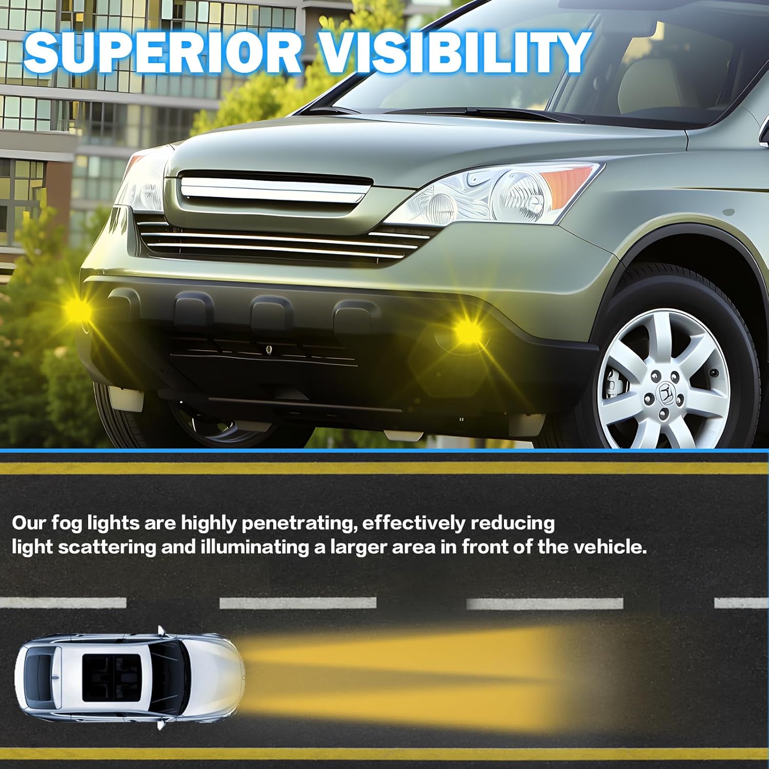 OKSIWA Driving Fog Lights Lamps Compatible With 2007 2008 2009 Honda CRV Front Bumper Lamps with H11 12V 55W Halogen Bulbs & Switch and Wiring Kit (Clear Lens)