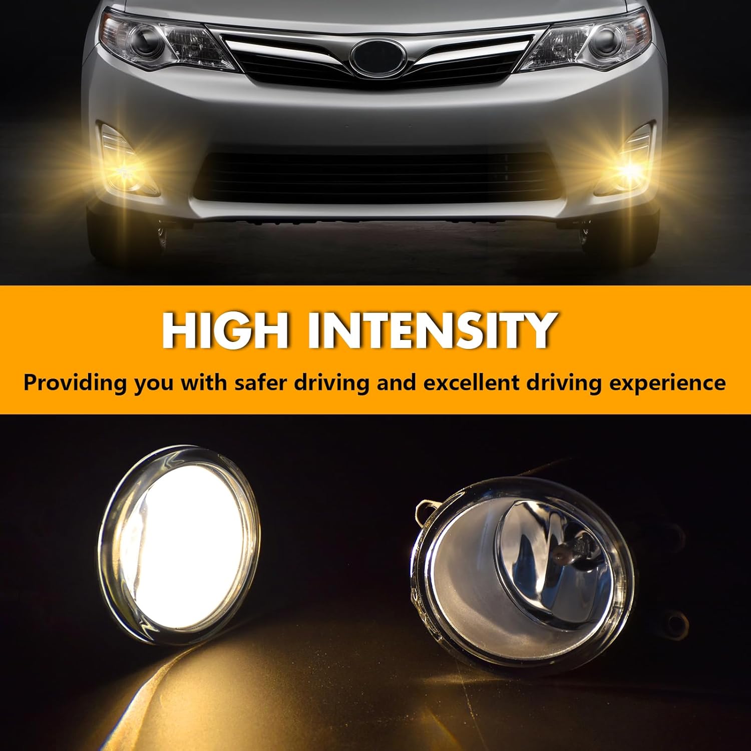 OKSIWA Halogen Fog Lights for 2012 2013 2014 Toyota Camry(not for SE models),Front Bumper Driving Light kit,Fog Lamps Assembly Replacement with Switch, Wiring Harness,Plug and Play,Chorme Bezels