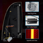 OKSIWA Sequential Full LED Tail Light Assembly for 2005-2015 Toyota Tacoma, 2nd Gen Tacoma - Animated, Dynamic Turn Signal, Brake, Reverse Lights - Smoked